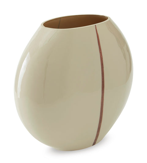 Sheabourne Cream Glass Vase with Copper-Tone Accent