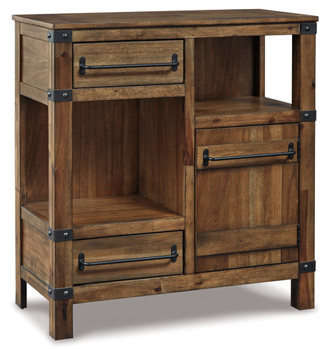 Brown Two-Drawer Accent Cabinet with Open Display Shelves
