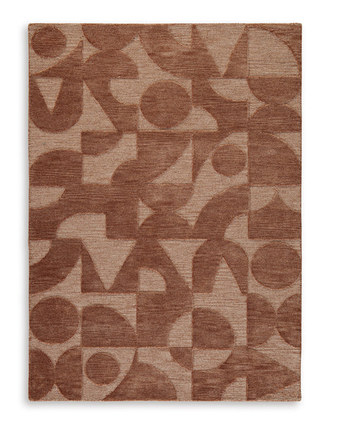 Clay Geometric High-Low Hand-Tufted Rug