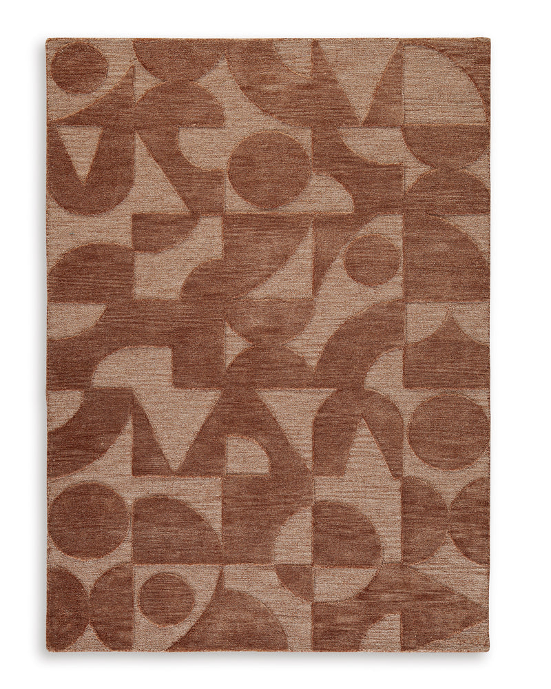 Clay Geometric High-Low Hand-Tufted Rug