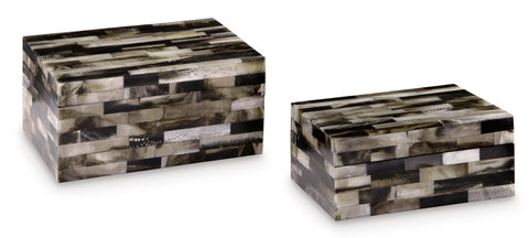 Ellford Black, Brown and Cream Mosaic Boxes, Set of 2
