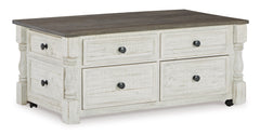 White/Gray four drawer lift top coffee table, full product view - 1