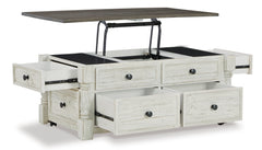 White/Gray four drawer lift top coffee table, product view 2 - 2