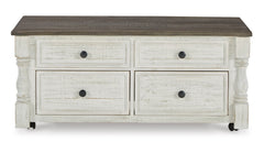 White/Gray four drawer lift top coffee table, product view 3 - 3