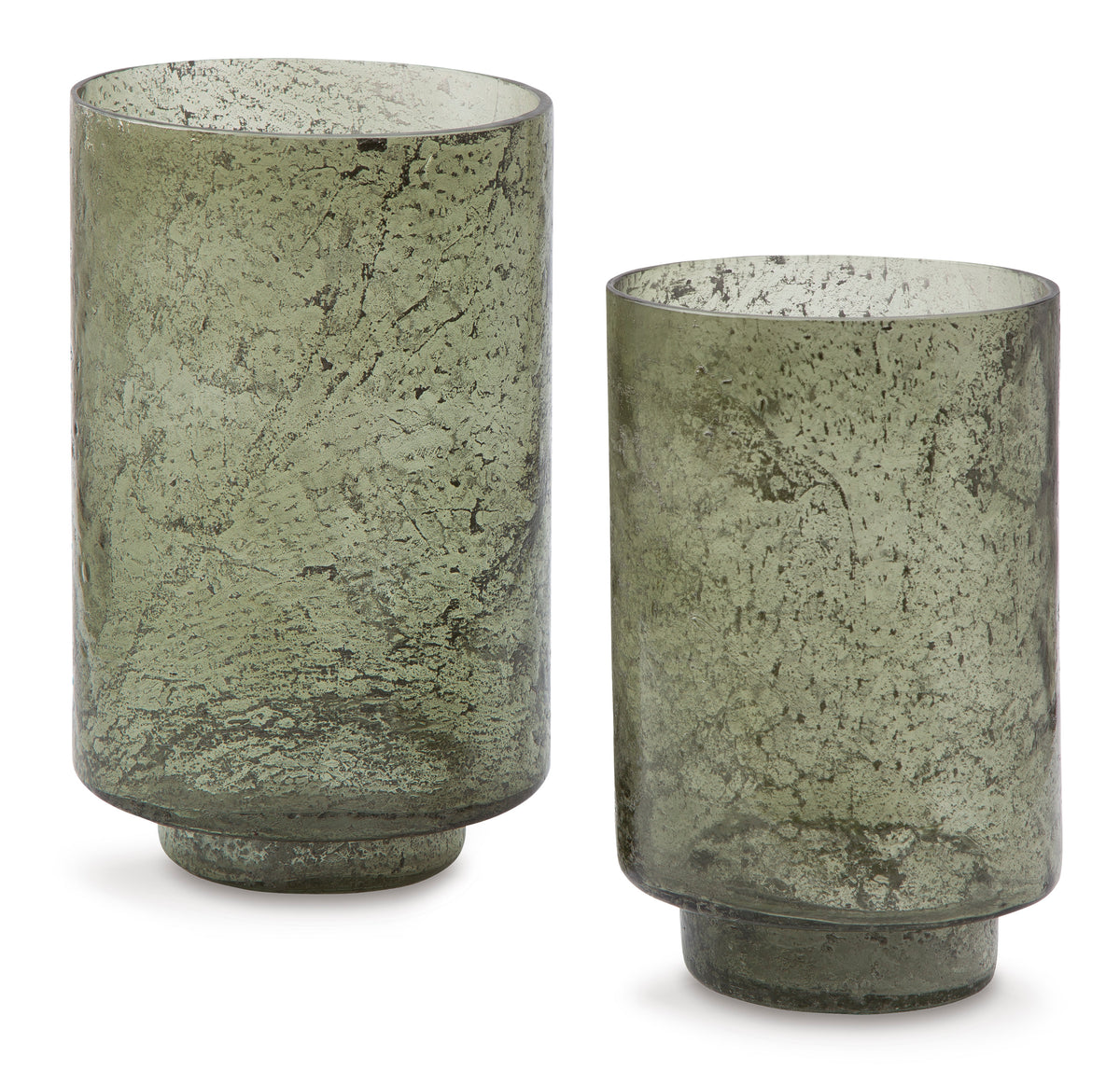 Green Clarkton two-piece candle holder set, full product view