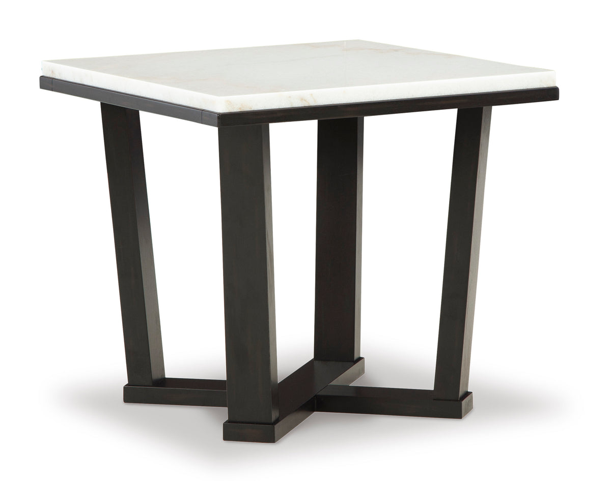 White/Espresso, complete marble end table product view