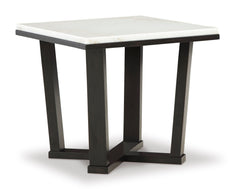 White/Espresso, complete marble end table product view - 1