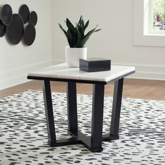 White/Espresso, marble end table room view; accessories excluded - 2