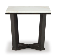 White/Espresso, complete end table front product view - 3