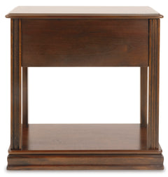 Brown Brown Drawer Shelf Chairside Table, product view 3 - 3