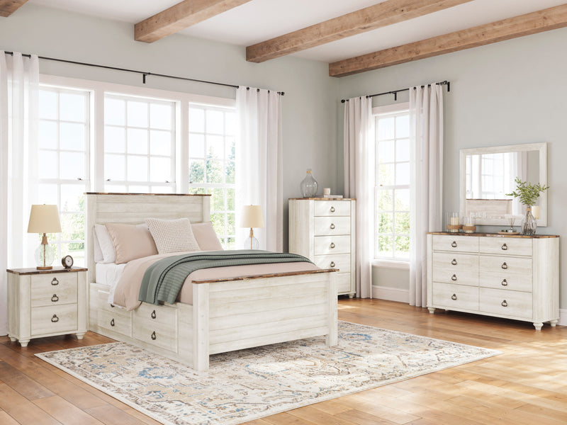 Whitewash Bedroom Collection with Panel, Storage and Sleigh Beds