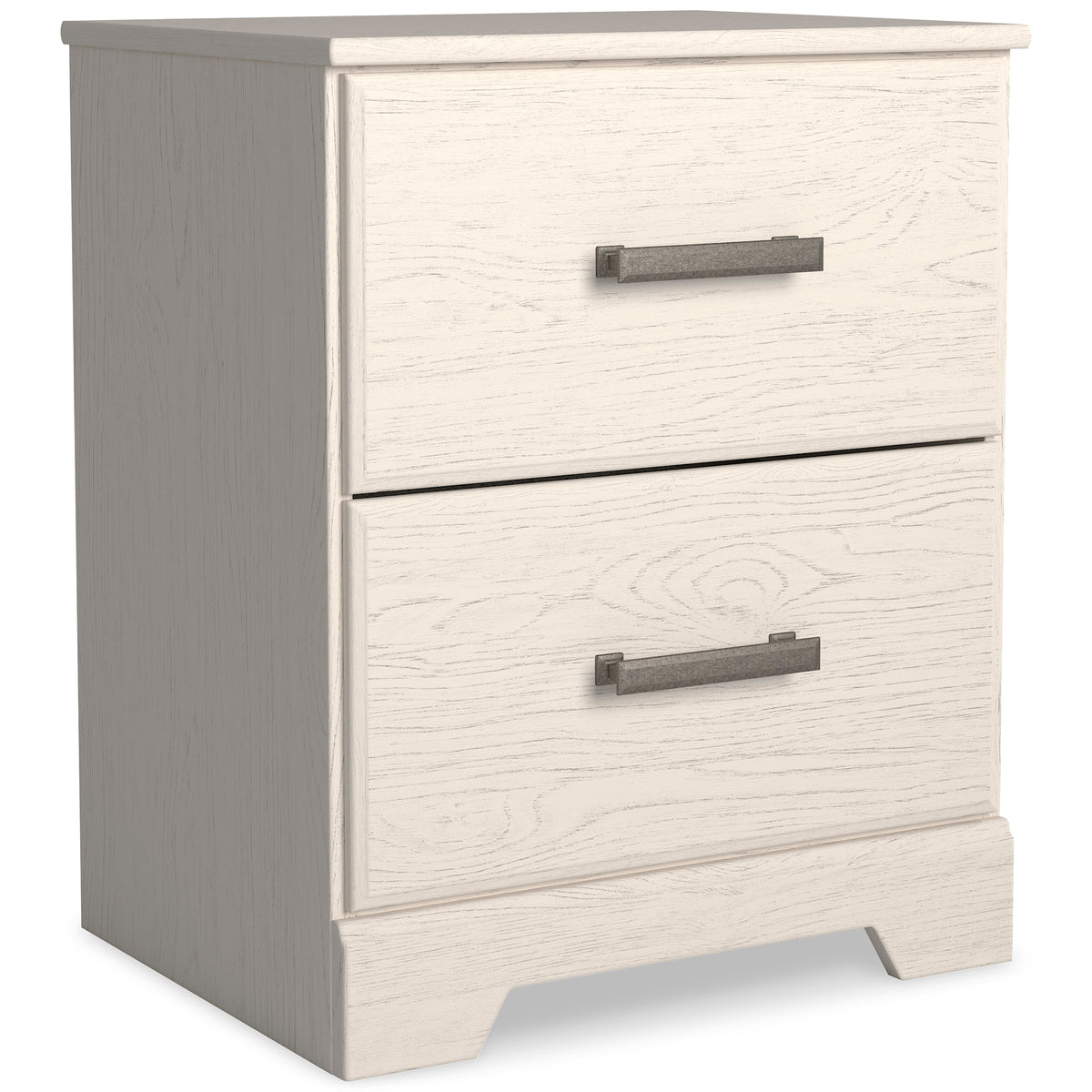 White, complete nightstand, angled view