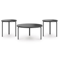 Black three-piece table set, full product view - 1