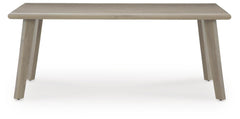 Beige, complete outdoor dining table front view - 3