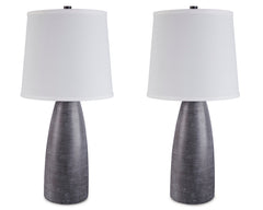 Gray table lamp pair, full product view - 1