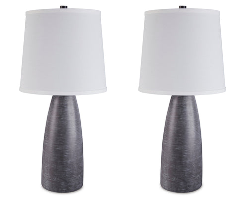 Gray table lamp pair, full product view