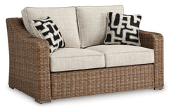 Beige Loveseat w/Cushion, full product view - 1