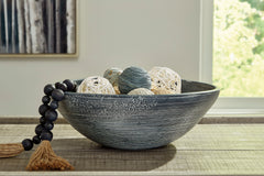 Distressed Blue decorative terracotta bowl, full product view - 5