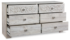 Whitewash / 59.02 in wide, dresser with drawers open - 8