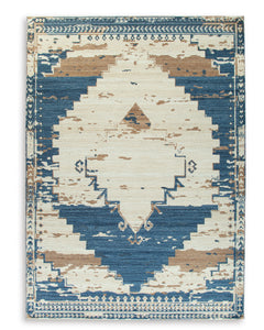 Blue/Brown/Tan 10' x 14', complete rug product view - 1