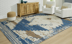 Blue/Brown/Tan 10' x 14', room view; furniture excluded - 2