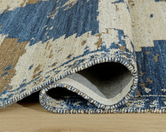 Blue/Brown/Tan 10' x 14', rolled rug backing detail - 4