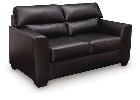 Tailored Faux Leather Loveseat in Midnight