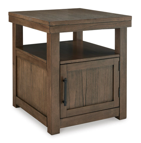 Brown Cabinet End Table with Open Shelf