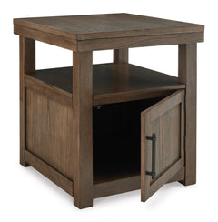 Brown cabinet storage end table, product view 2 - 2