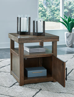 Brown cabinet storage end table, product view 6 - 6