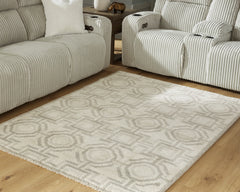 Ivory/Gray 63" x 85", room view; furniture excluded - 6
