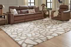 Ivory/Brown/Gray 108" x 144", room view; furniture excluded - 2