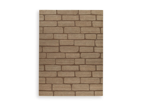 Brown Brick Pattern Hand-Tufted Wool Rug