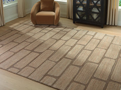 Brown 108.63" x 143", room view; furniture excluded - 2