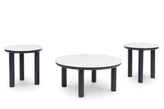 Black/White three-piece table set, full product view - 1