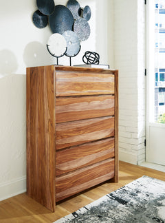 Brown, chest in room setting - 5