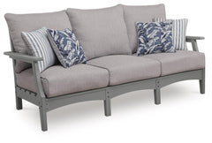 Gray, full sofa with cushions and four pillows - 1