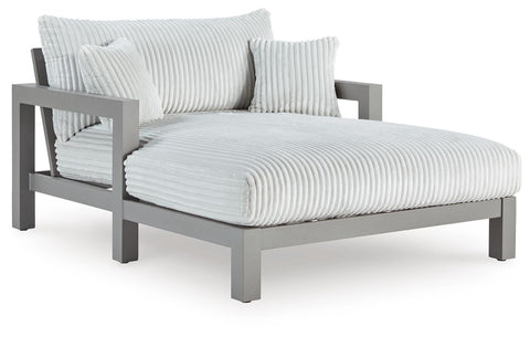 Gray Aluminum Wide Outdoor Chaise with Corded Cushions