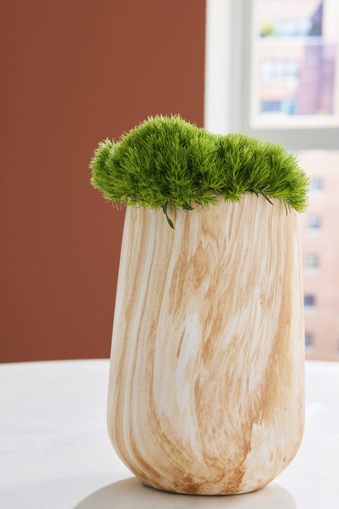 Cammen Tan and White Swirled Ceramic Vase