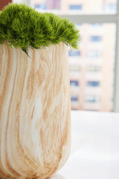 Tan/White 10-inch height vase, product view 3 - 3