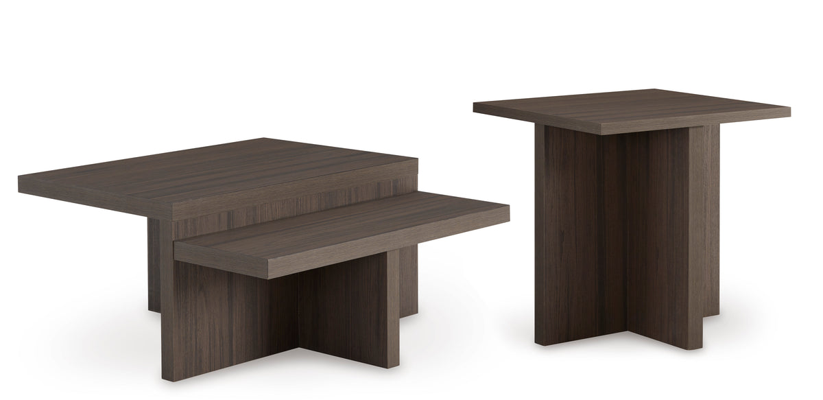 Brown two-piece table set, full product view