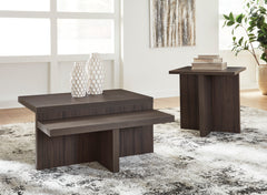 Brown two-piece table set, product view 2 - 2