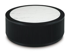 Black Round Faux-Marble Coffee Table, product view 2 - 2