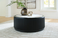 Black Round Faux-Marble Coffee Table, product view 3 - 3