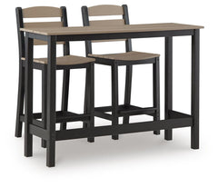 Black/Beige, complete three-piece table and two-stool set - 1