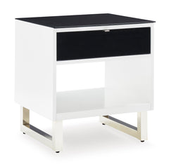 White/Black Drawer End Table, full product view - 1