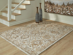 Ivory/Taupe/Camel 60" x 84", room view; furniture excluded - 10