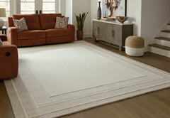 Ivory/Tan 119.38" x 164.5", room view; furniture excluded - 2