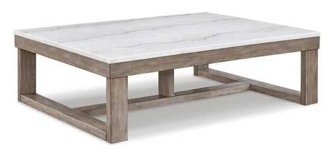 Brown and Ivory Natural Marble Rectangular Coffee Table