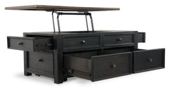Grayish Brown/Black four drawer lift top coffee table, product view 2 - 2